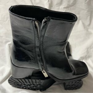 Steve Madden Black Patent Leather Ankle Booties with Side Zip